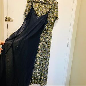 EAST pleated floral 2-in-1 maxi dress size 12